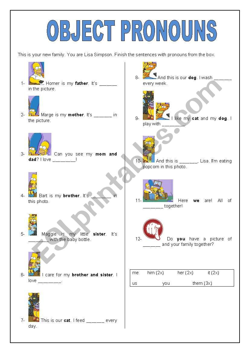 Object Pronouns Worksheet Pronoun Worksheets Object Pronouns English 