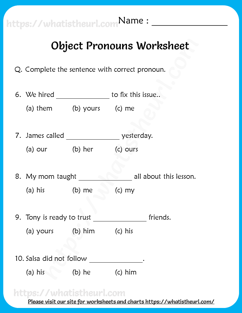 Object pronouns worksheet Your Home Teacher