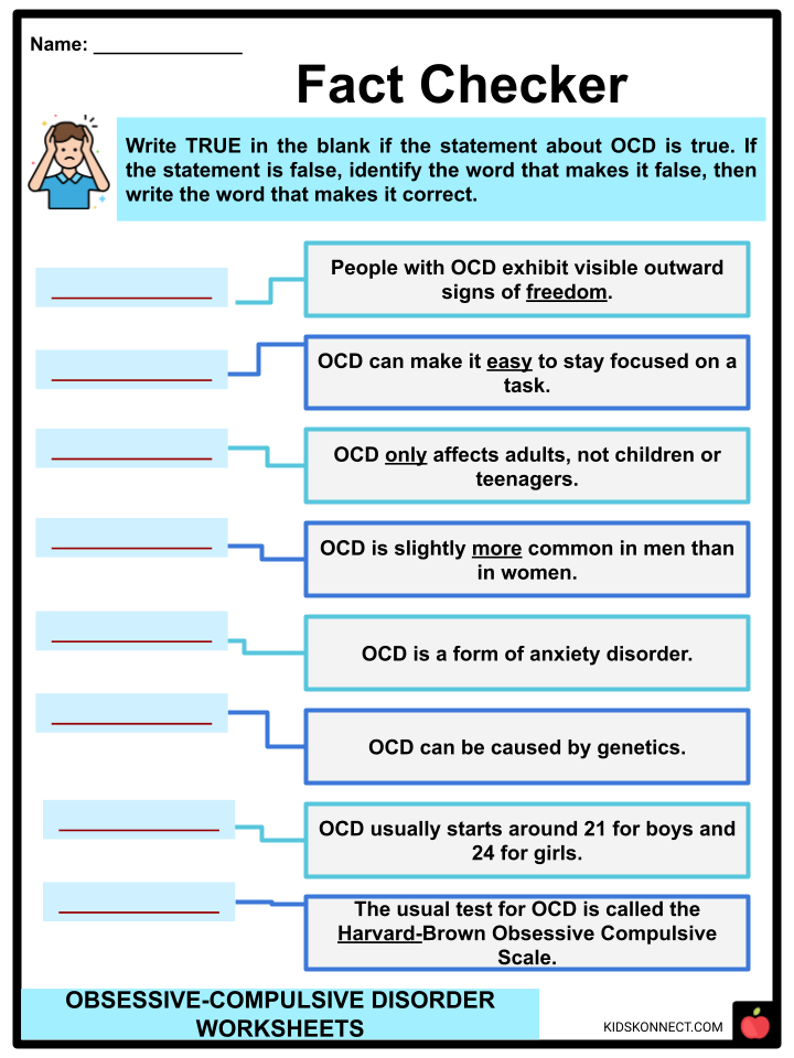 Obsessive Compulsive Disorder Worksheets Signs Causes Help