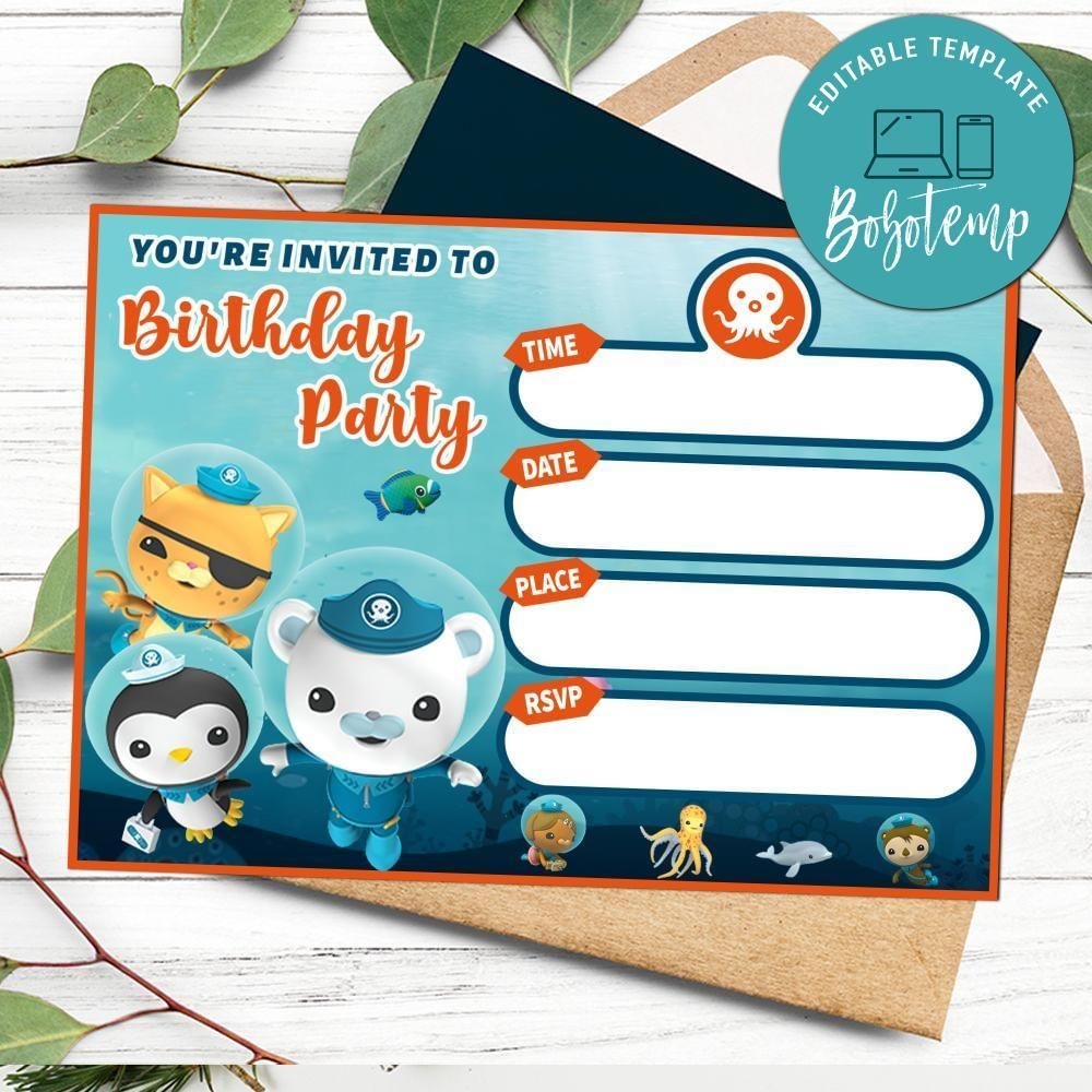 Octonauts Fill In Blank Birthday Invitation Customizable Template To 