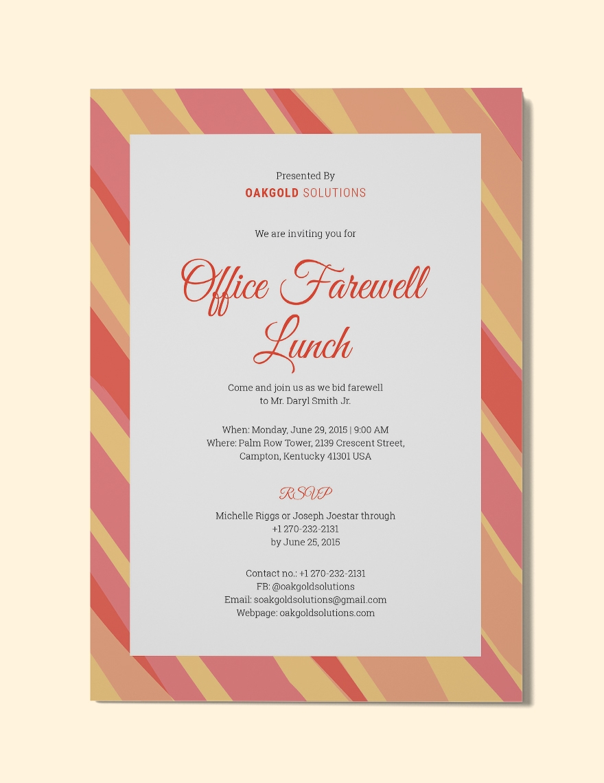 Office Farewell Lunch Invitation Template In Word PSD Pages
