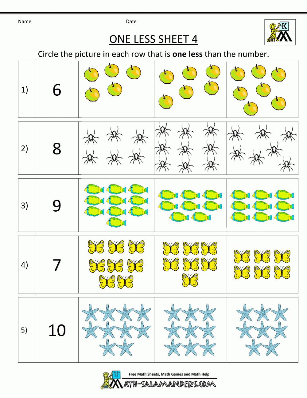 One More One Less Kindergarten Worksheets Printable Kindergarten 