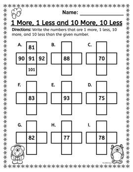 One More One Less Ten More Ten Less Worksheets By The SPED Fairy