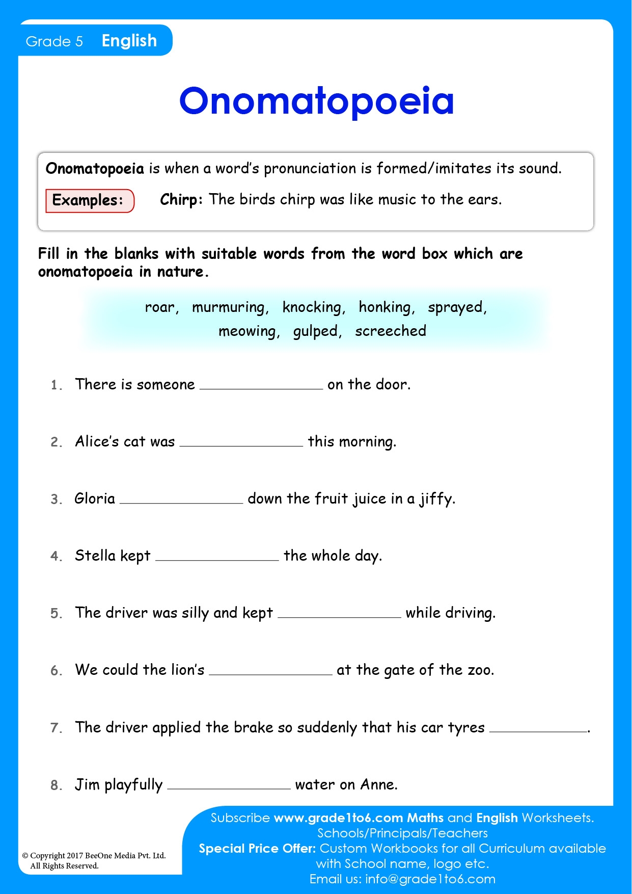 Onomatopoeia Worksheets Worksheets Library