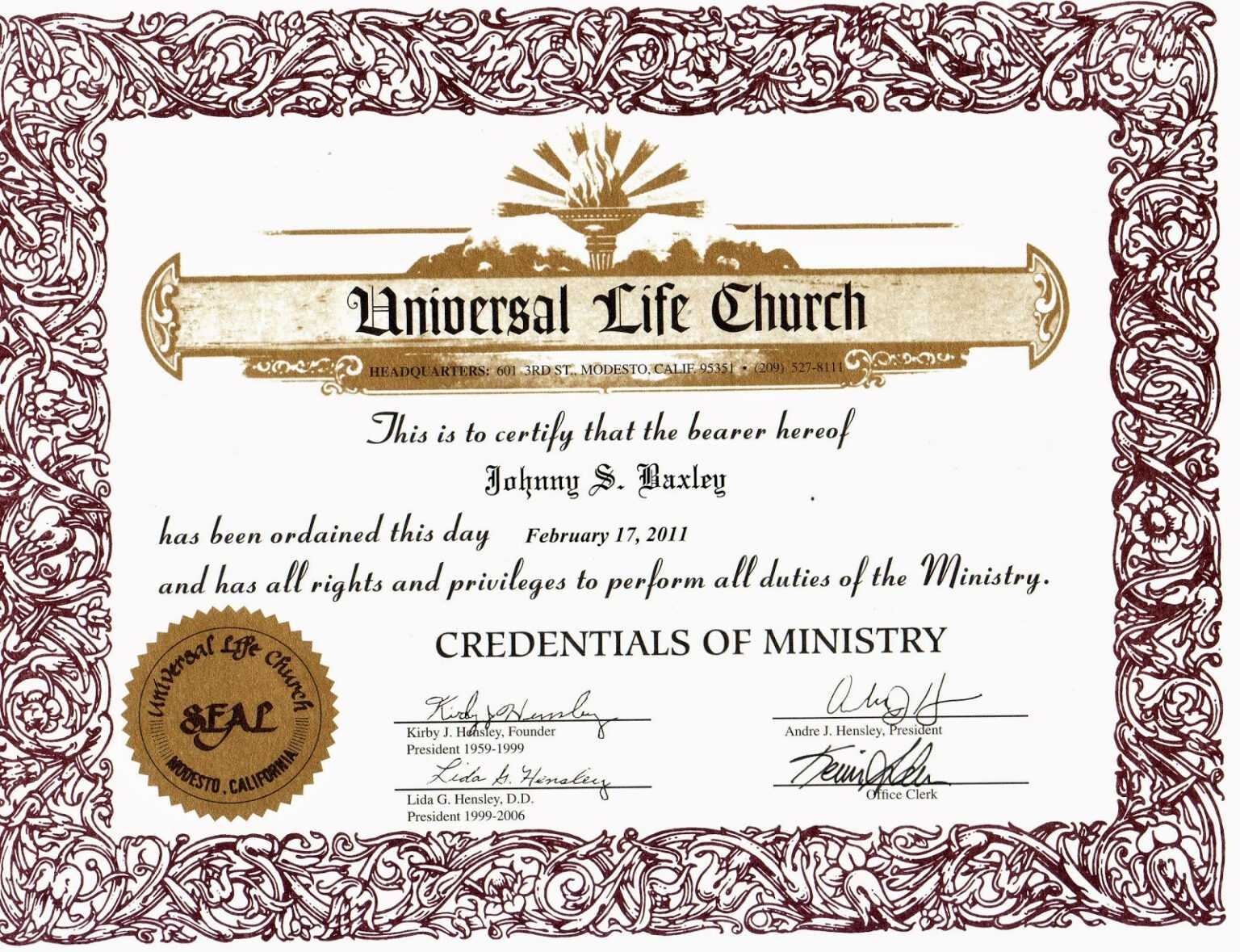 Ordination Certificate Templates Sarseh