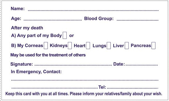 Organ Donor Card Template 11 Professional Templates Ideas
