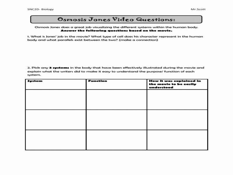 Osmosis Jones Movie Worksheet Fresh Osmosis Jones Worksheet Answers