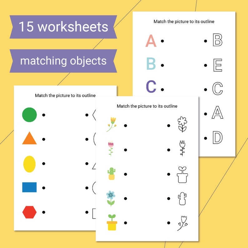 Outline Matching Kids Printable Workbook First Learning Draw Lines 