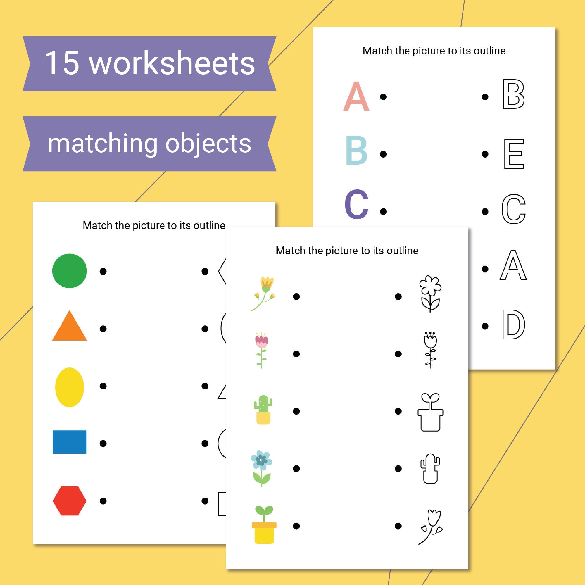 Outline Matching Kids Printable Workbook First Learning Draw Lines