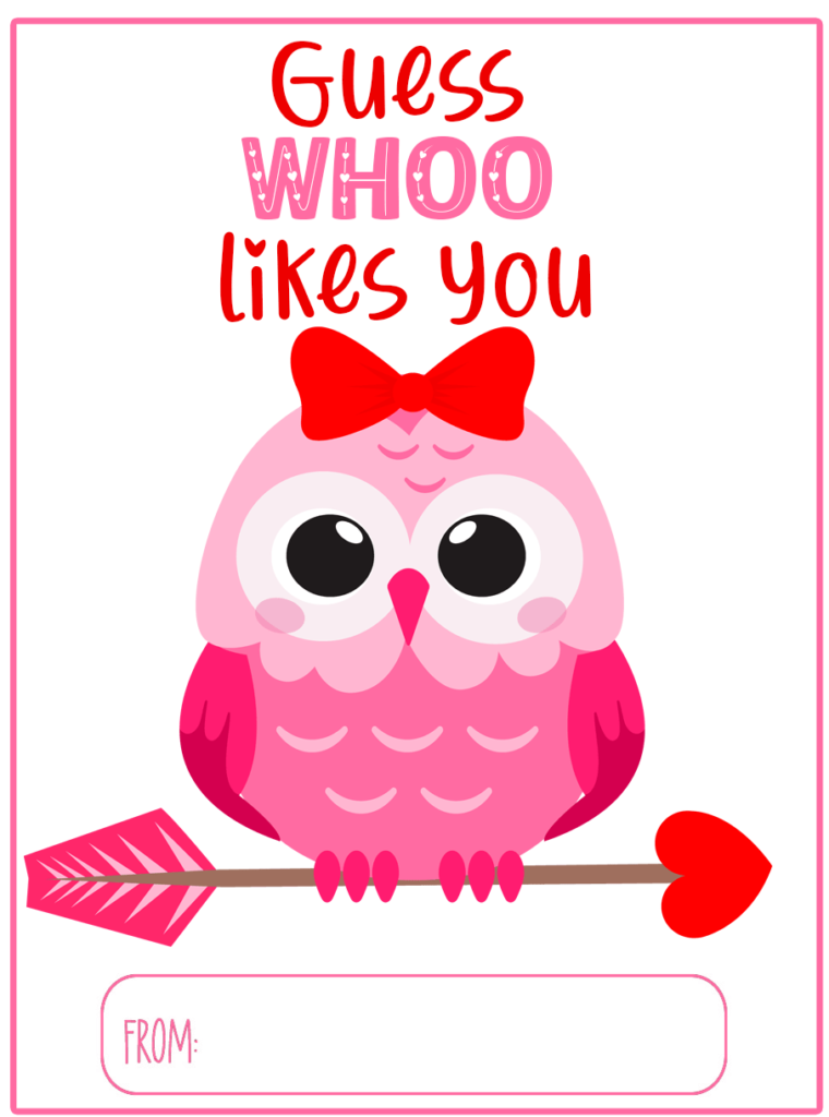 OWL VALENTINE CARD Hello Wonderful Worksheets Library