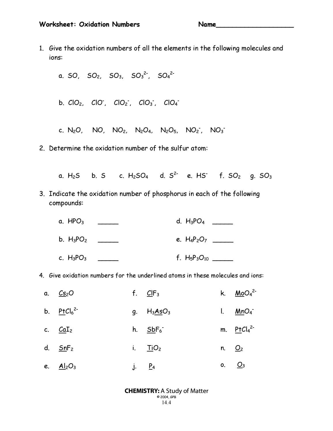 Oxidation Numbers Worksheet By Olivia Hunter Issuu Worksheets Library