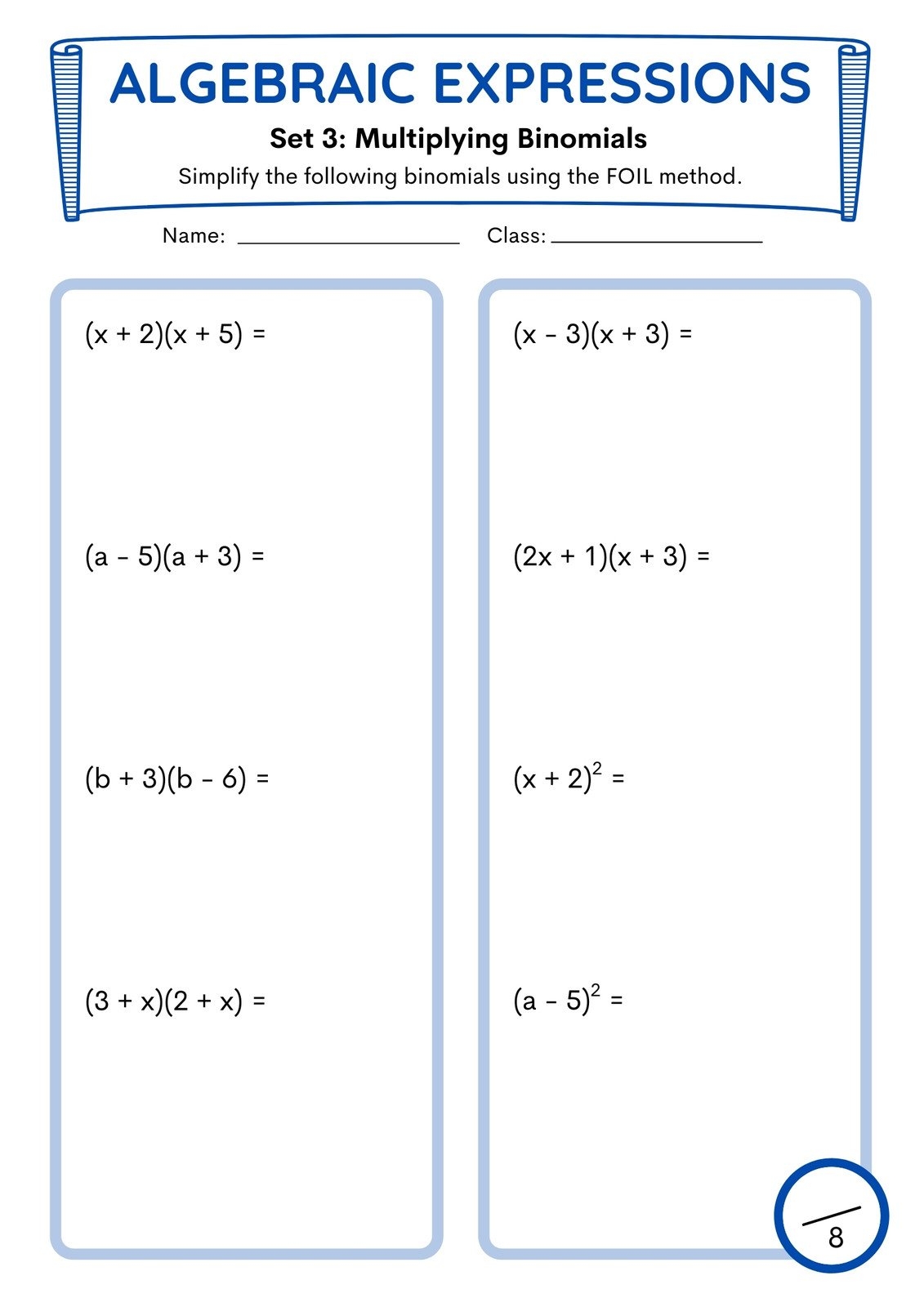 foil method worksheet