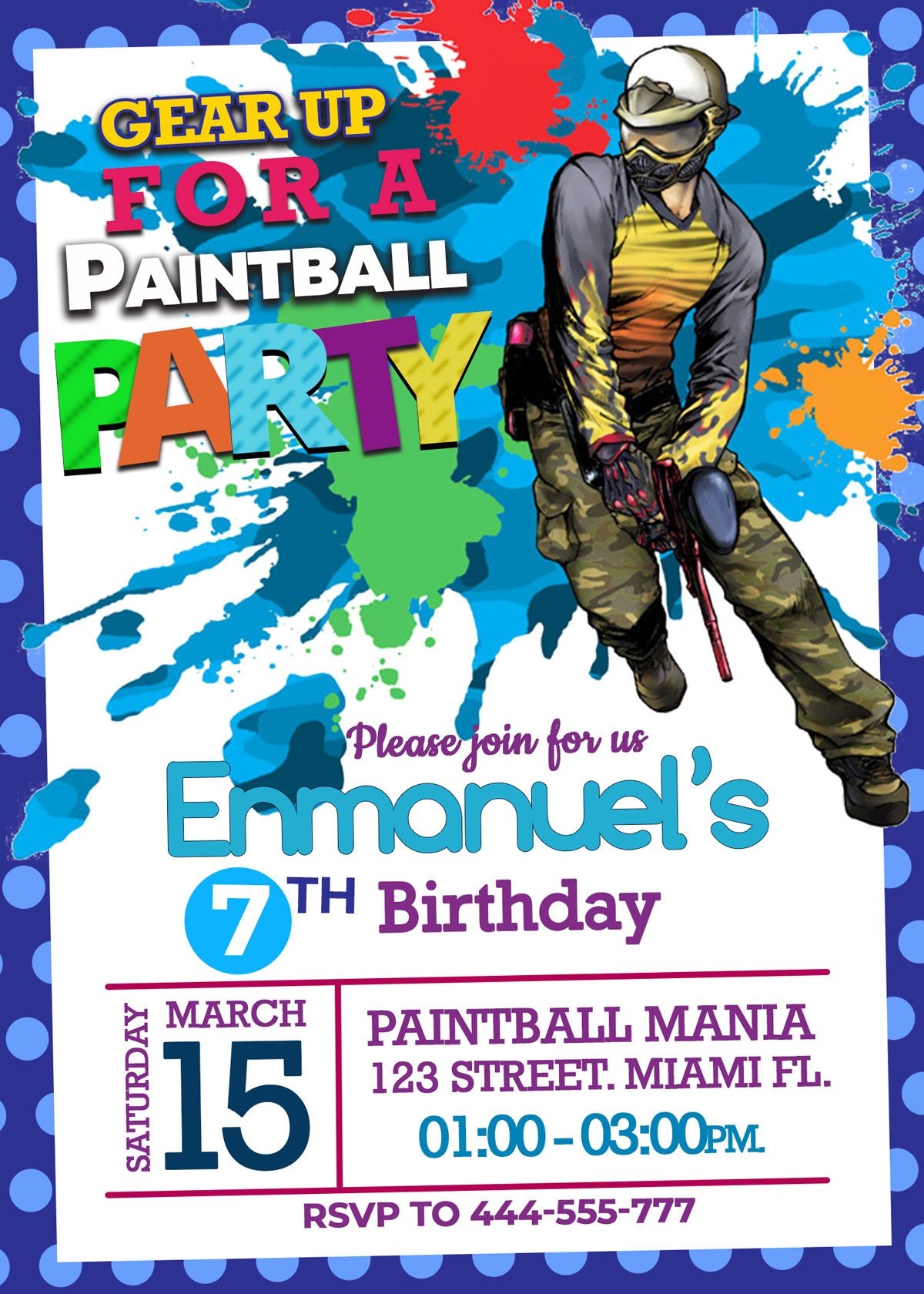 Paintball Birthday Invitation Oscarsitosroom Paintball Birthday