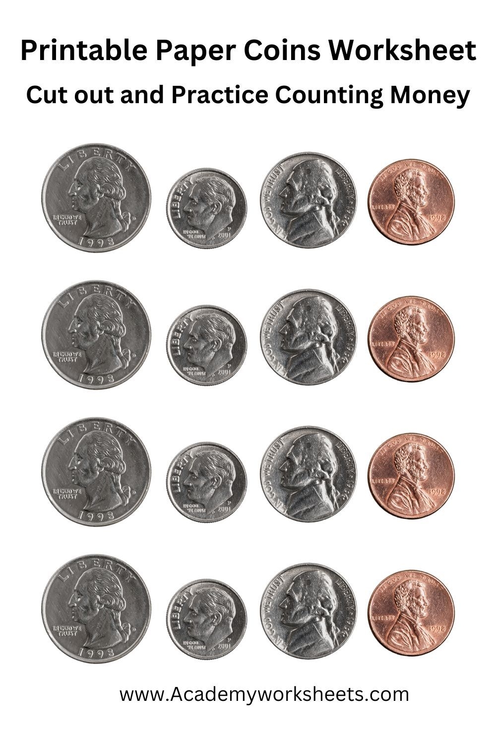 Paper Coins Printable Play Money For Kids Worksheets Library