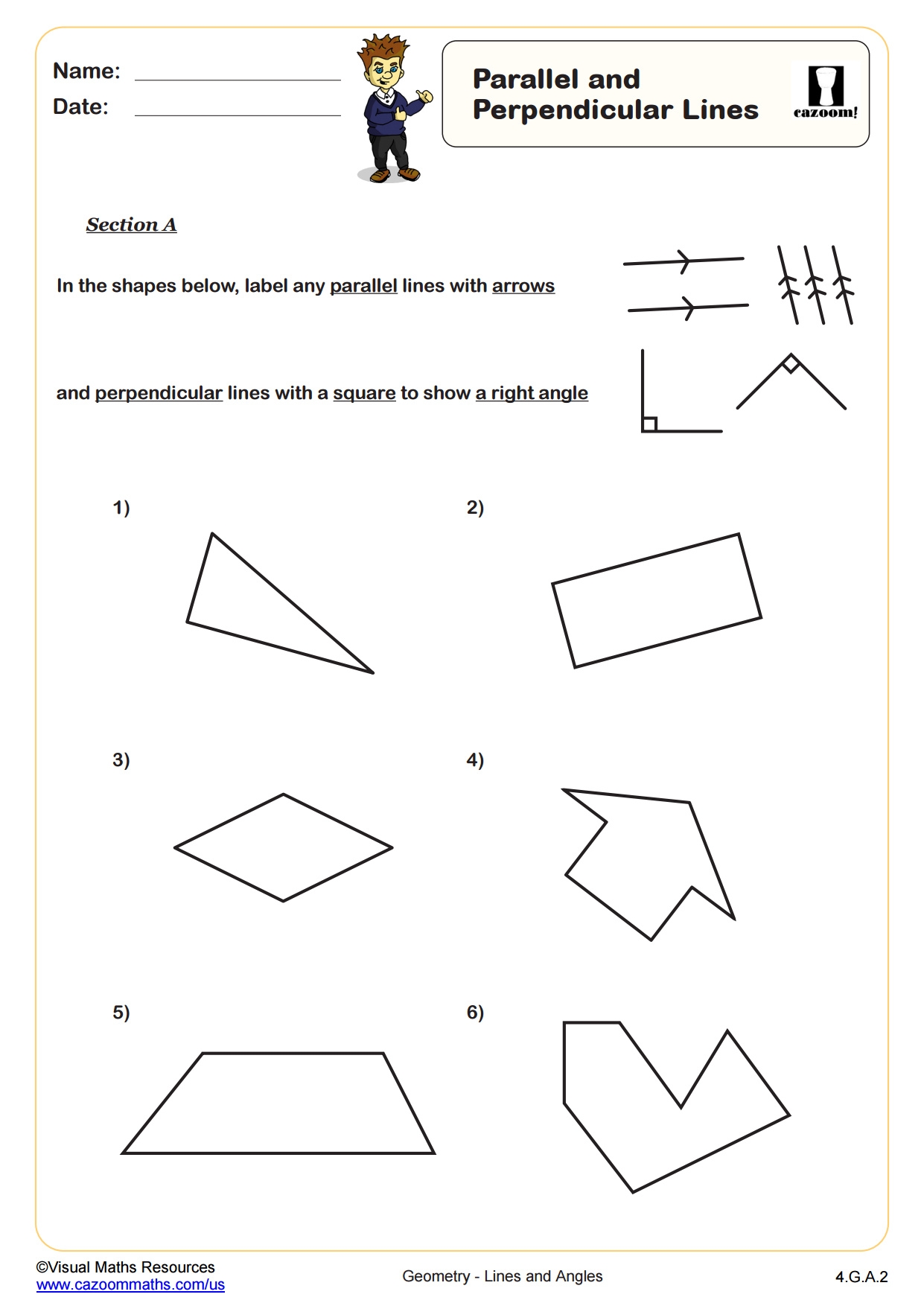 Parallel And Perpendicular Lines 4th Grade PDF Geometry Worksheets 