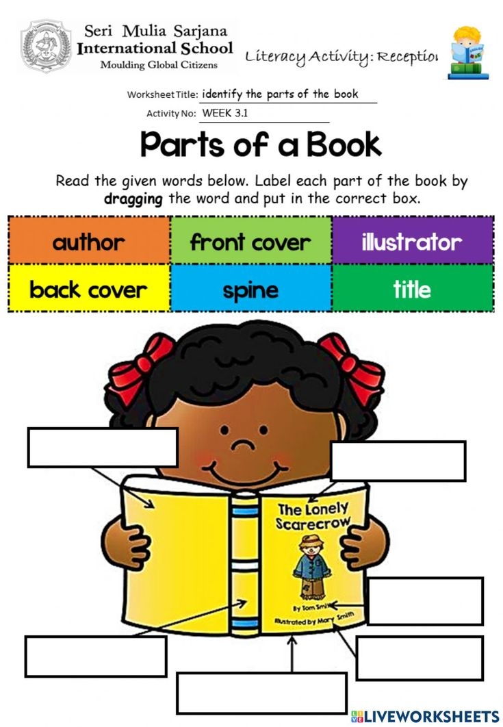 Parts Of A Book Worksheet For Kindergarten Parts Of A Book 