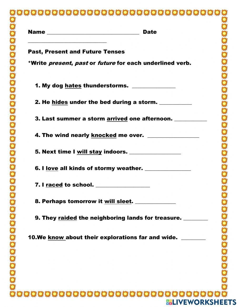 past present future tense worksheet