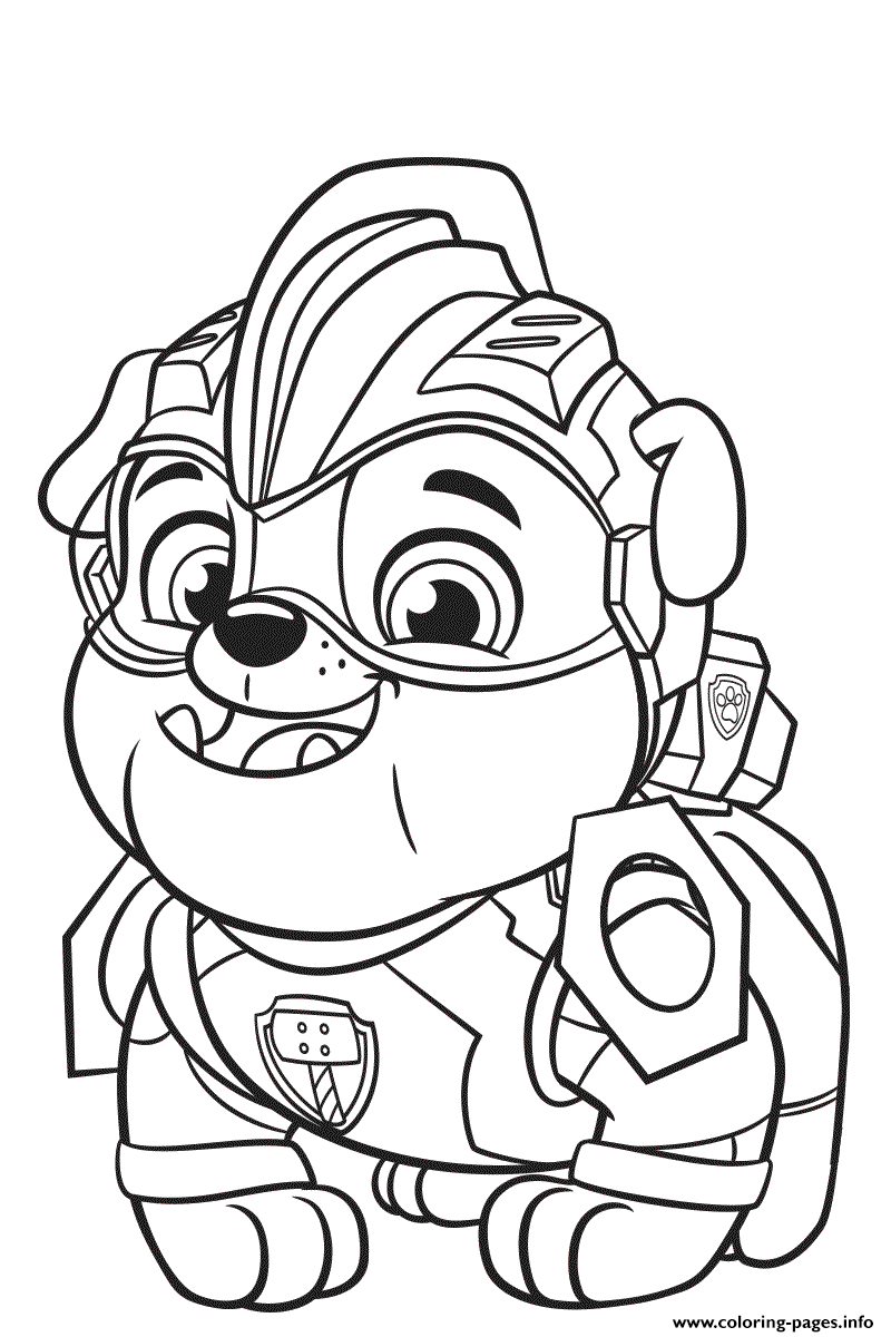 Paw Patrol Mighty Pups Rubble Coloring Page Printable