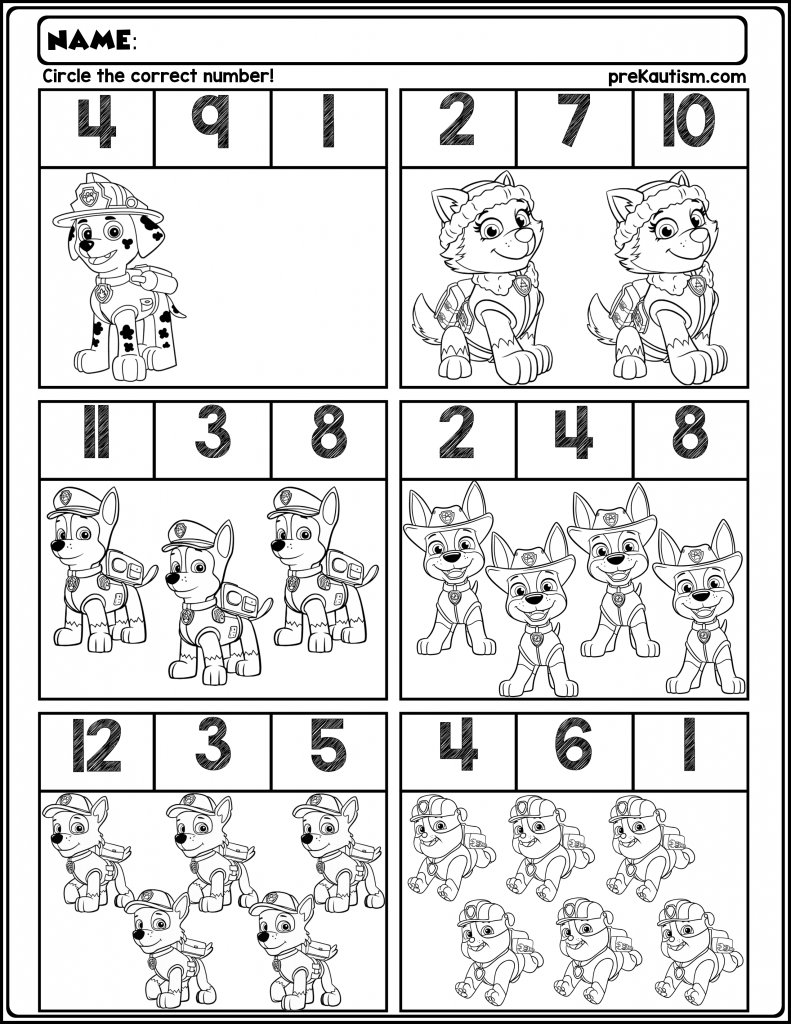 paw patrol worksheets