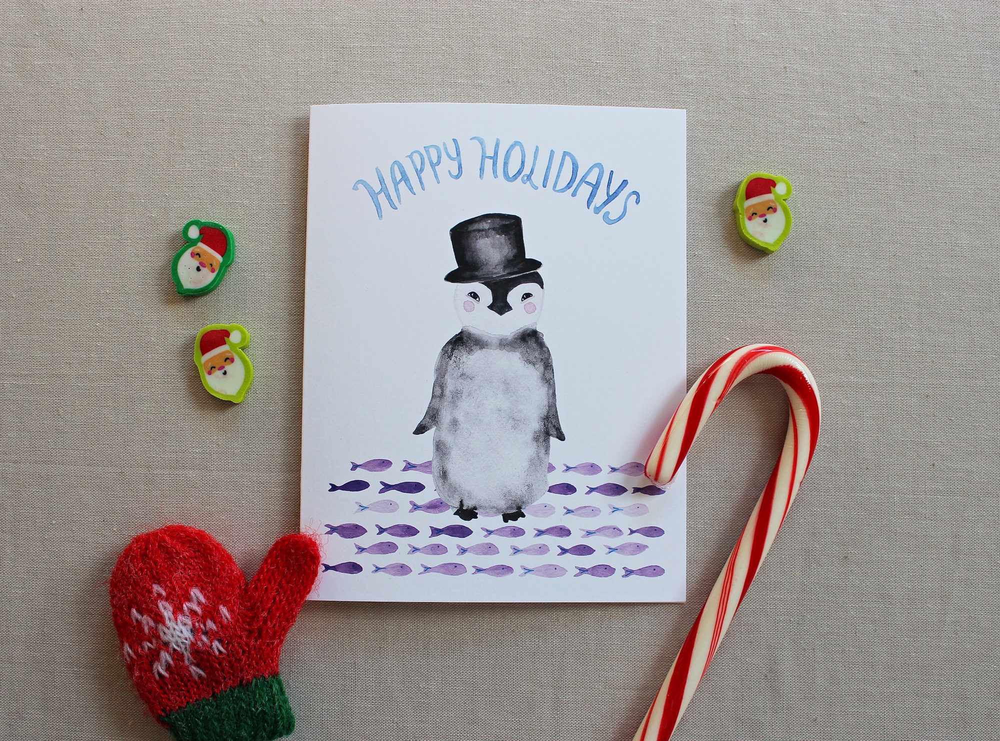 Penguin Christmas Cards And Happy Holidays Cards Messy Bed Studio