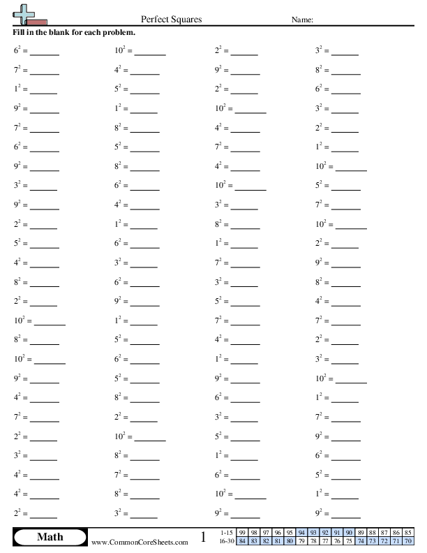 Perfect Squares Worksheet Download Worksheets Library