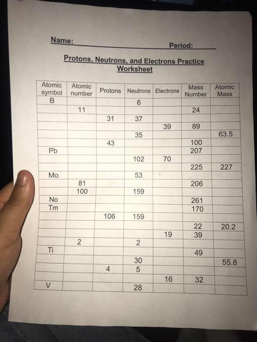 how to calculate protons neutrons and electrons worksheet