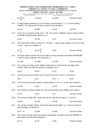 Permutation Combination t Part 1 PDF Worksheets Library