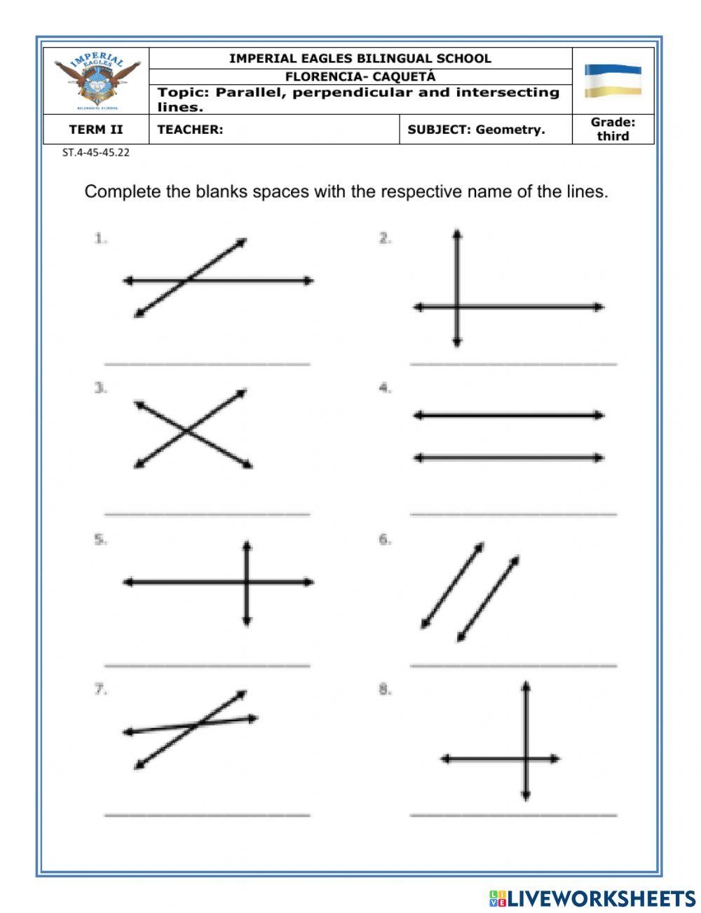Perpendicular Parallel And Intersecting Lines Interactive