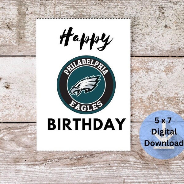 Philadelphia Eagles Birthday Card Printable Etsy Canada