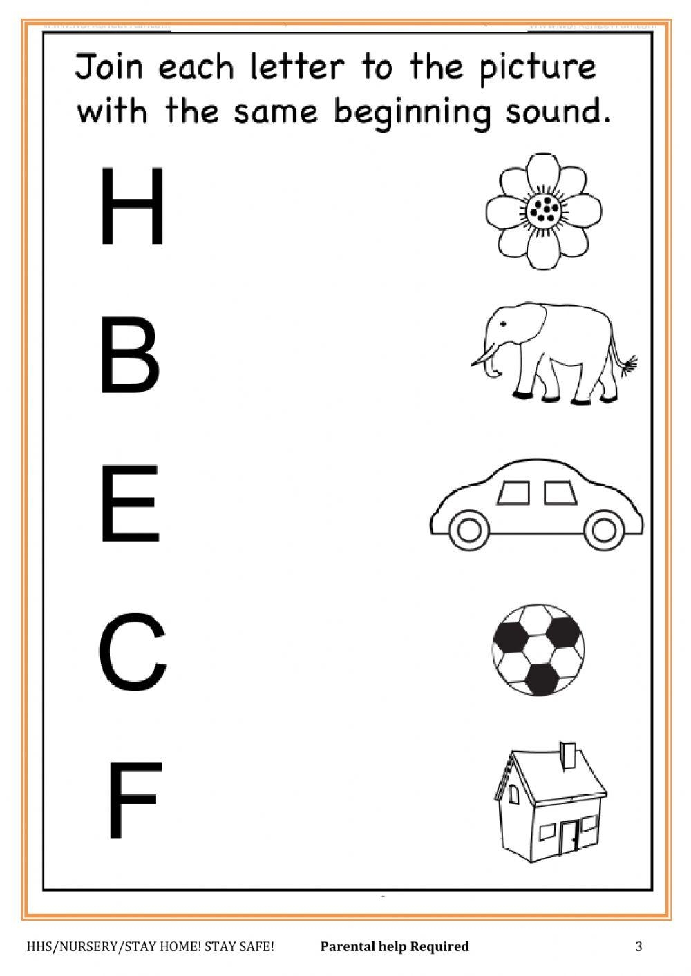 phonics worksheets for nursery