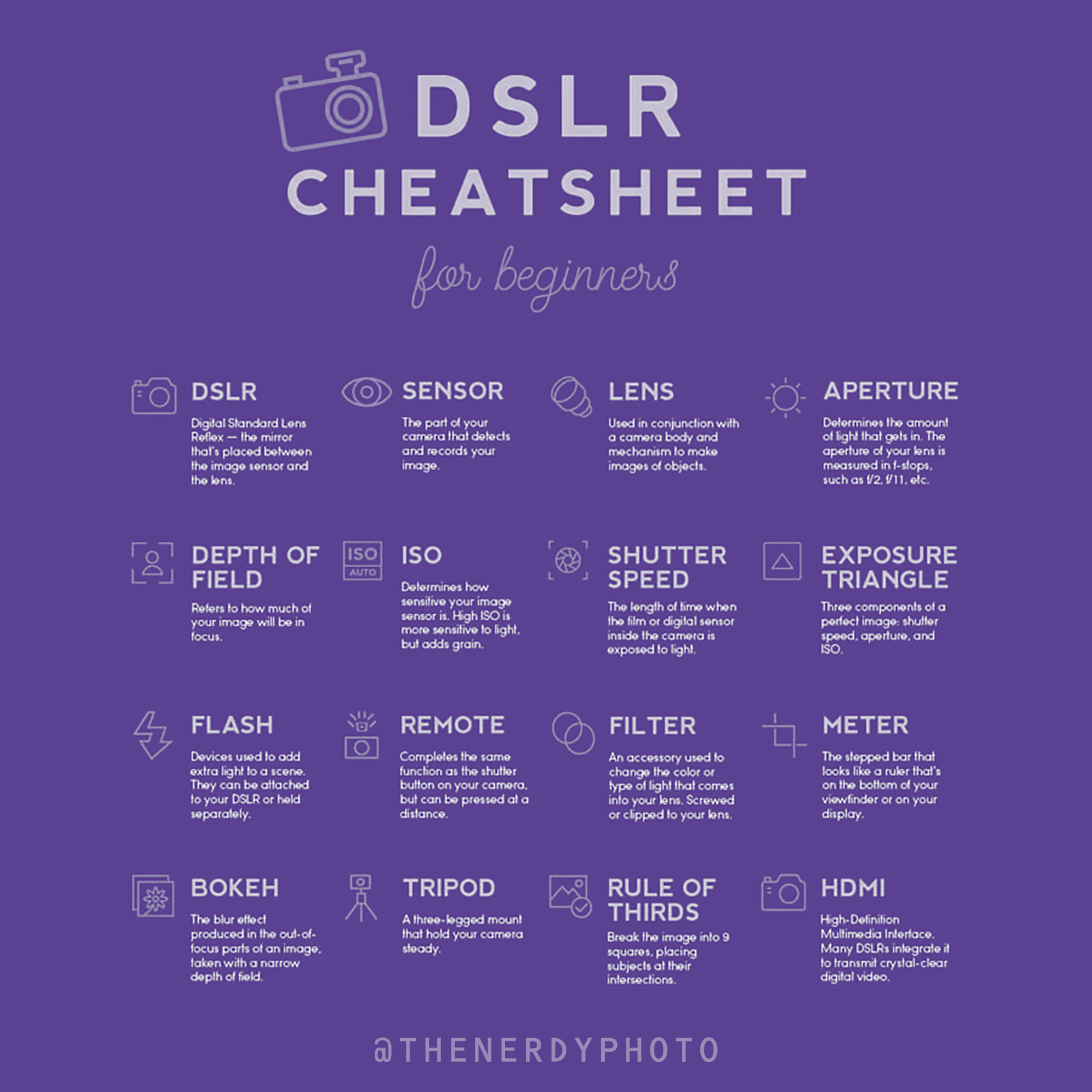 Photography Cheat Sheet Printable