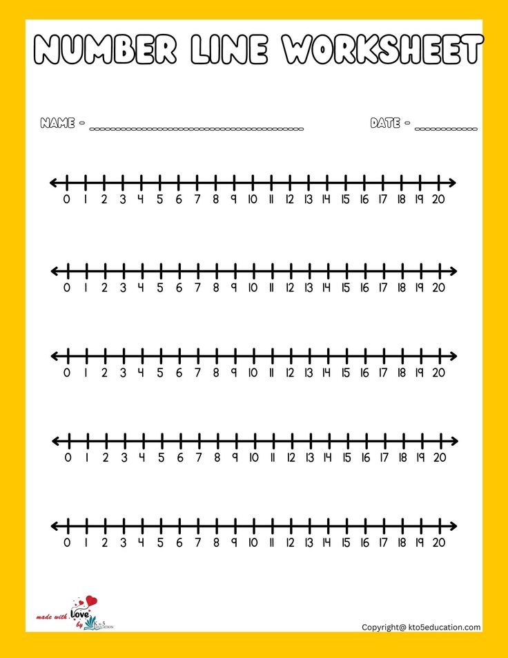 fraction number lines worksheet