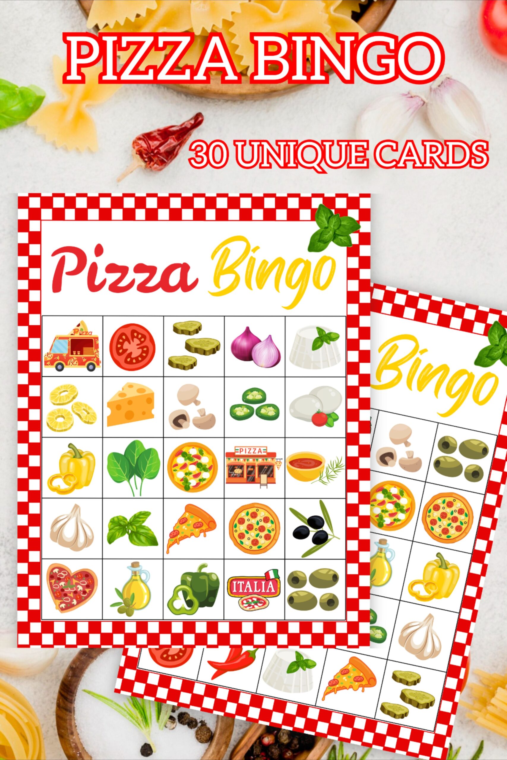 Pizza Bingo Pizza Birthday Party Pizza Party Game Pizza Party Favors