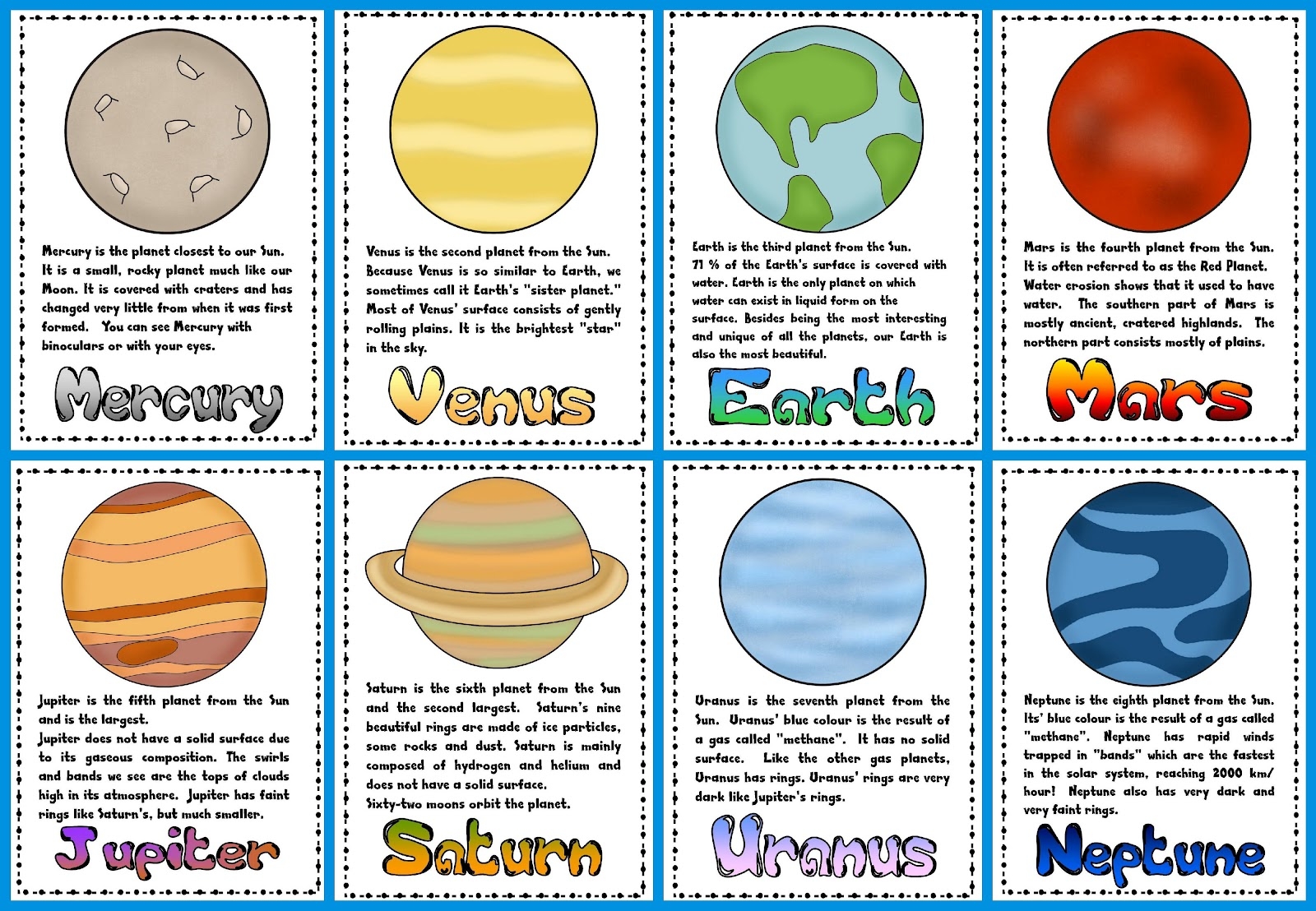 Planet Facts For Kids Printable
