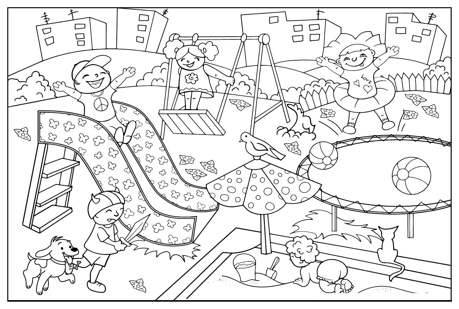 Playground Coloring Pages Free Online For Kids