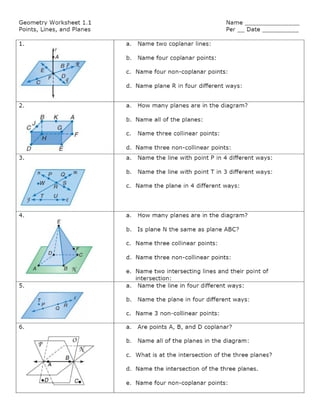 points lines planes worksheet