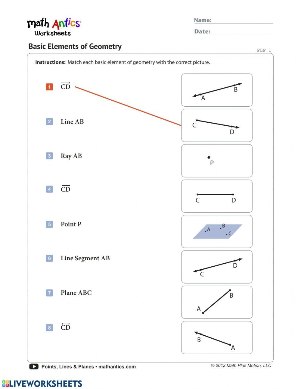 Points Lines Planes Online Exercise For Live Worksheets 