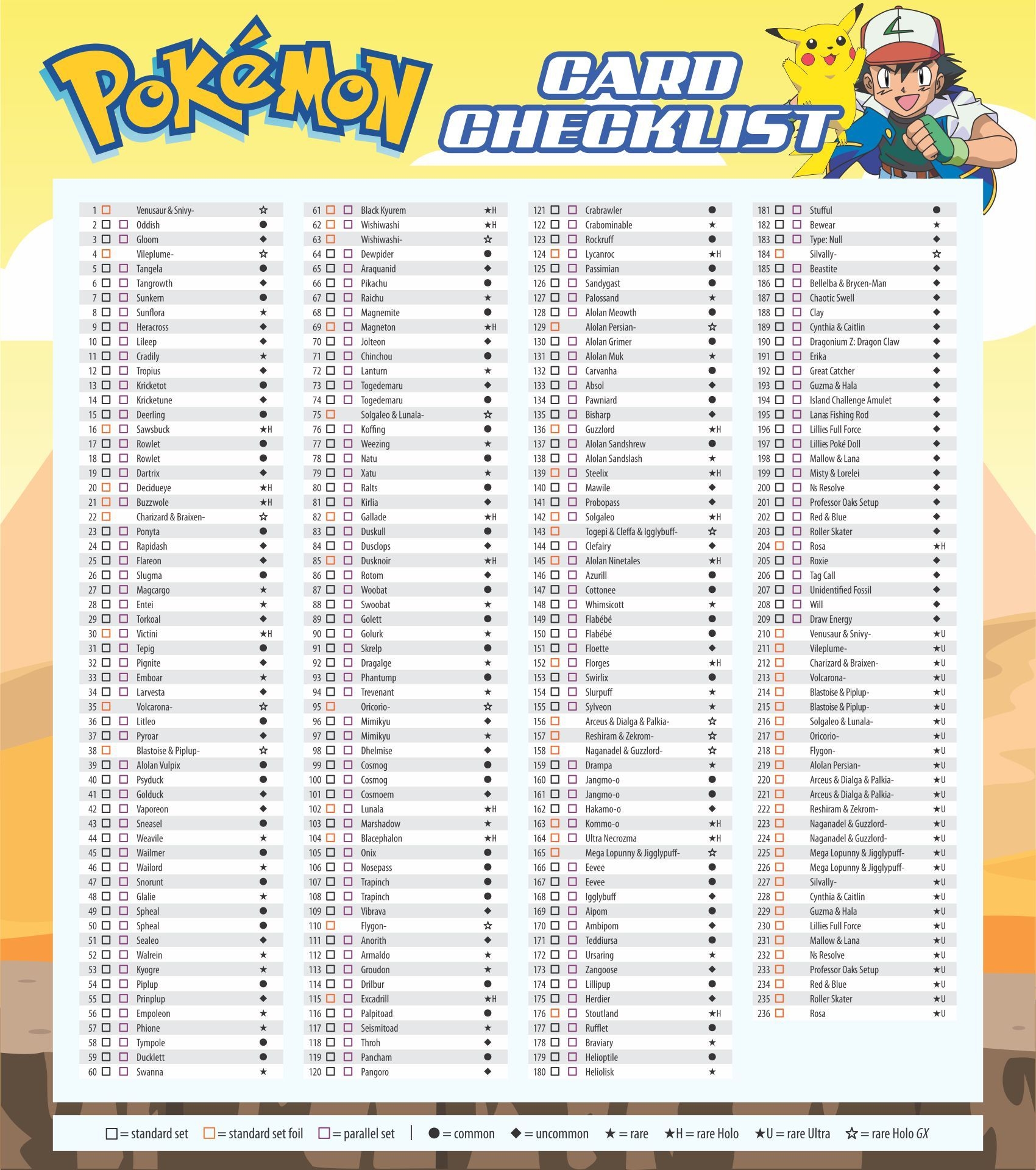 printable pokemon card checklist
