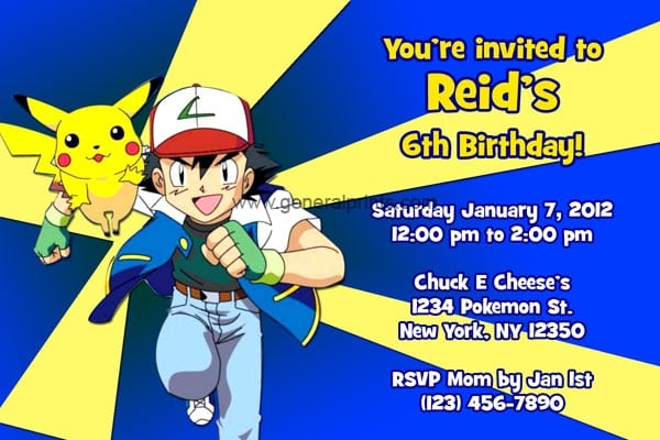 Pokemon Invitation Printable Free