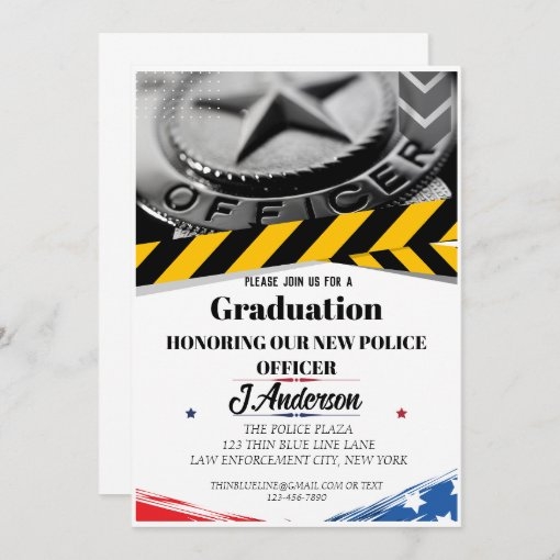 free police academy graduation invitation templates