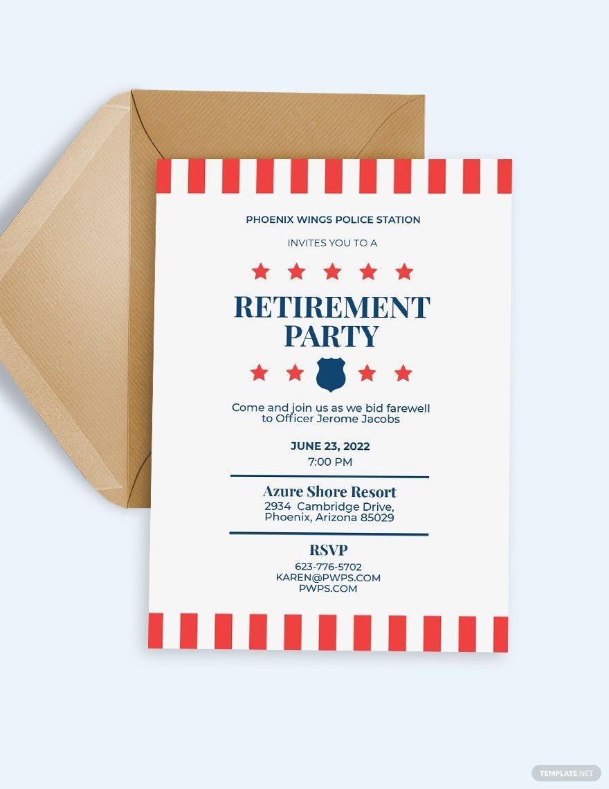 Police Retirement Party Invitation Template In Word Pages Illustrator
