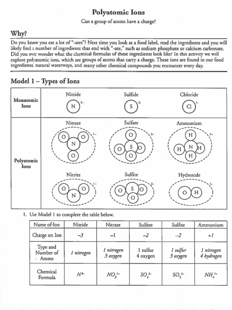 Polyatomic Ions POGIL KEY PDF Worksheets Library
