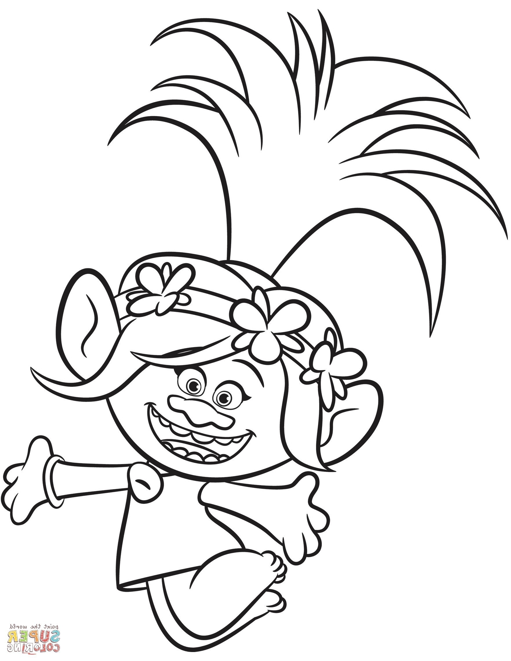 Poppy Troll Coloring Page BubaKids