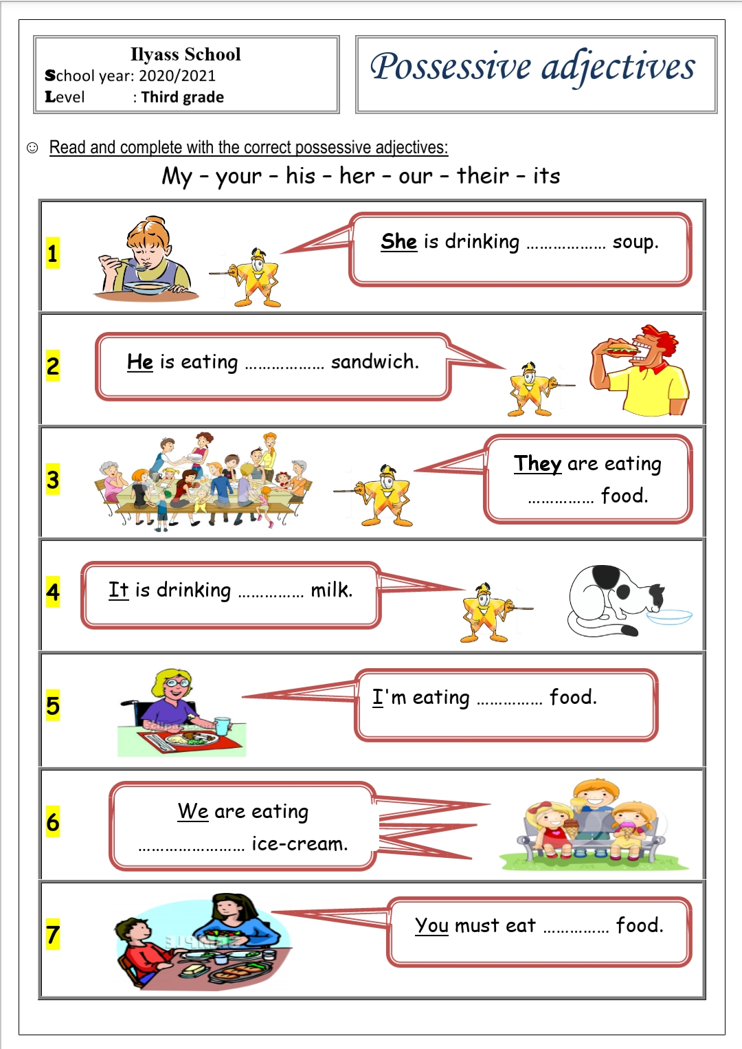 Possessive Adjectives Worksheet