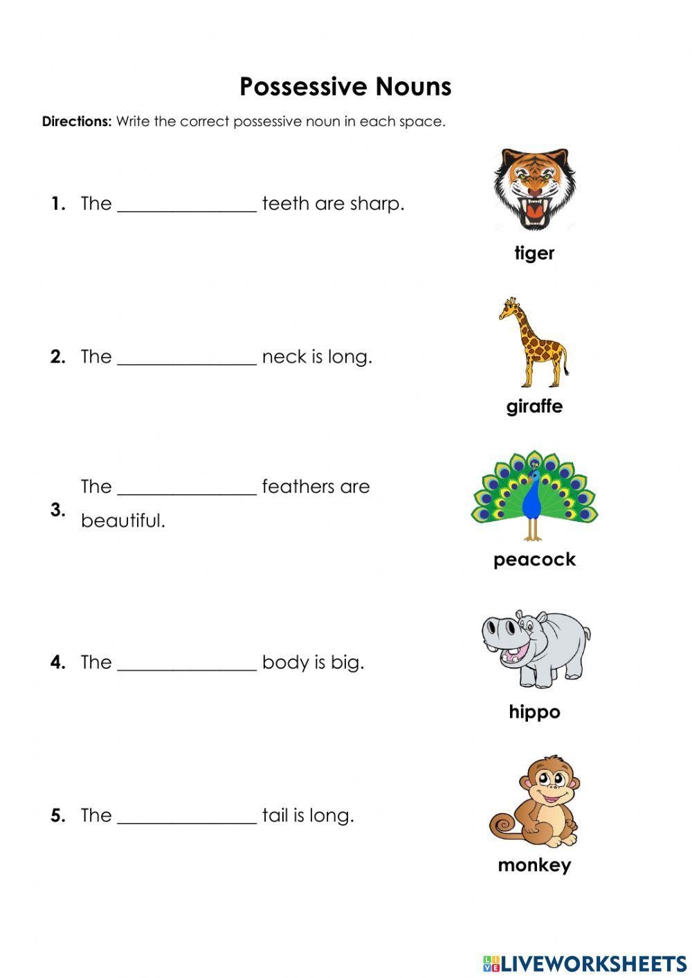 Possessive Nouns Interactive Activity For Grade 2 Live Worksheets 
