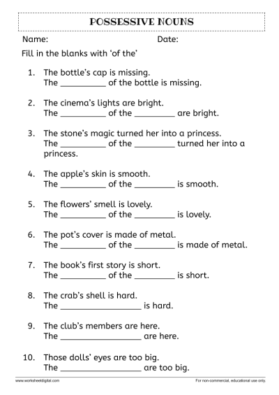 Possessive Nouns Worksheets 15 Worksheets Worksheets Library