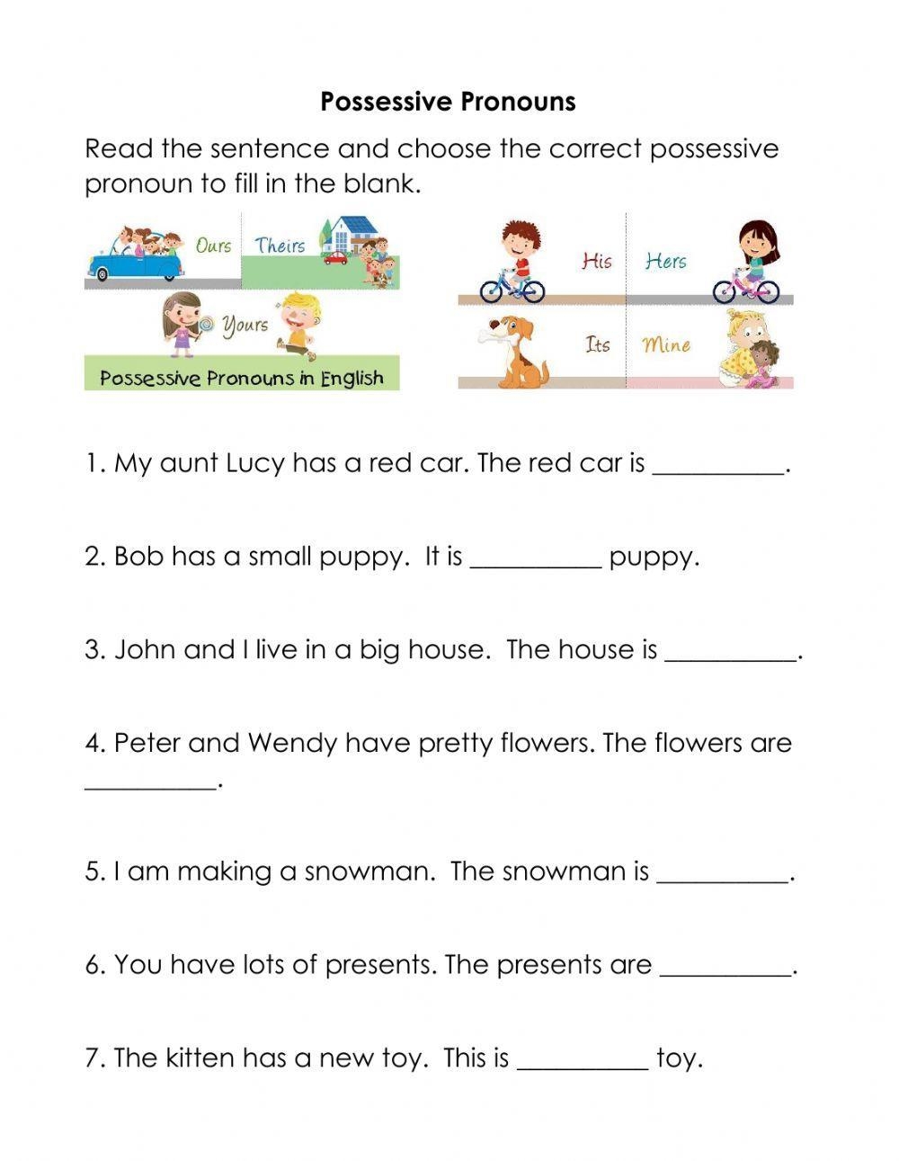 possessive pronouns worksheets