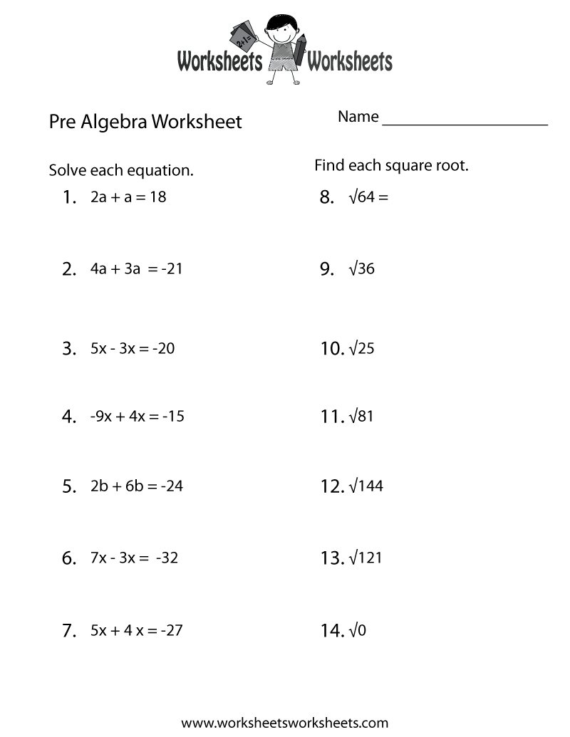 Pre Algebra Worksheets For 8Th Graders Printable Calendars AT A GLANCE