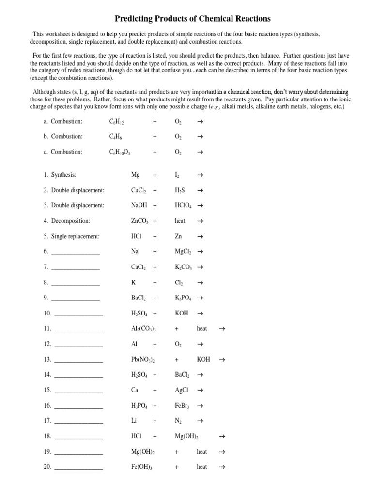 Predicting Products Of Chemical Reactions PDF Ion Chemical 