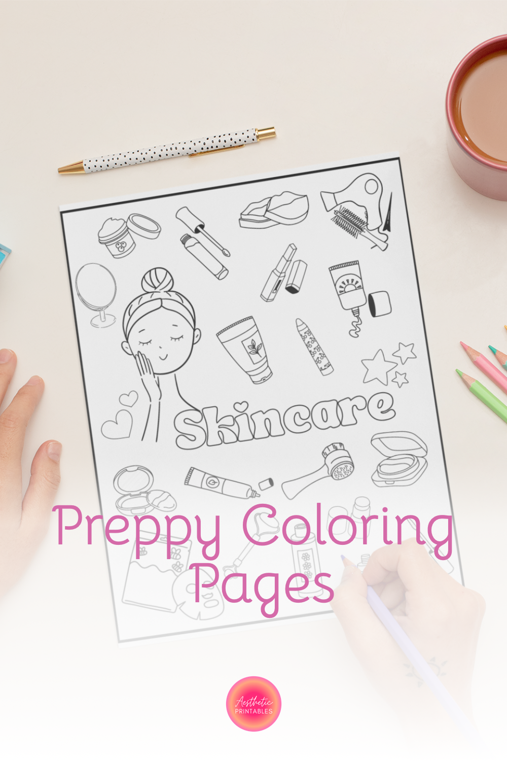 Preppy Coloring Pages Preppy Coloring Book Printable Easy Aesthetic 